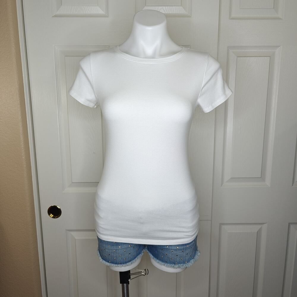 Isabel Maternity white crewneck short sleeve tee sz S